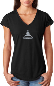 Lotus Pose Triblend V-neck Yoga Tee Shirt - Yoga Clothing for You
