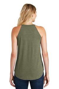 St Patricks Day Distressed Love Shamrock Ladies Tri Rocker Tank Top Shirt - Yoga Clothing for You