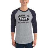 Made in 1969  - 50th Birthday Gift Raglan Tee Shirt - Yoga Clothing for You