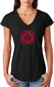 Muladhara Chakra Triblend V-neck Yoga Tee Shirt - Yoga Clothing for You