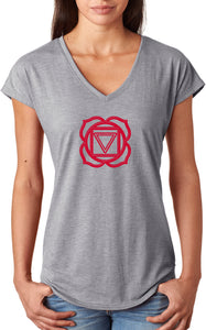 Muladhara Chakra Triblend V-neck Yoga Tee Shirt - Yoga Clothing for You