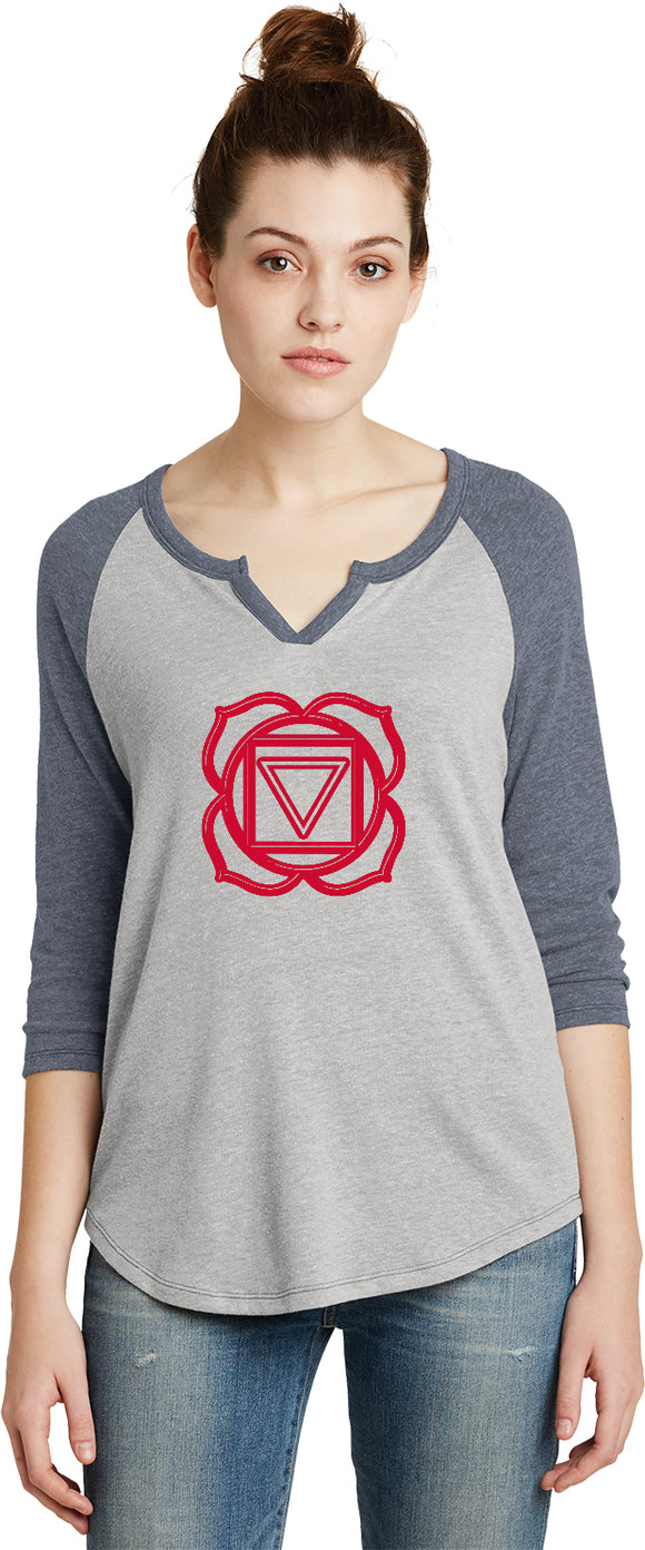 Muladhara Chakra 3/4 Sleeve Vintage Yoga Tee Shirt - Yoga Clothing for You