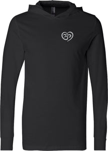 OM Heart Pocket Print Lightweight Yoga Hoodie Tee Shirt - Yoga Clothing for You