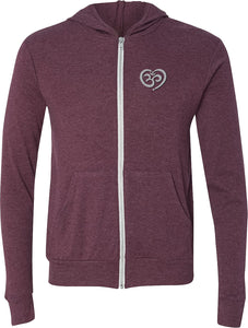 OM Heart Pocket Print Triblend Full-Zip Hoodie Yoga Tee - Yoga Clothing for You