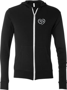 OM Heart Pocket Print Triblend Full-Zip Hoodie Yoga Tee - Yoga Clothing for You