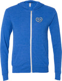 OM Heart Pocket Print Triblend Full-Zip Hoodie Yoga Tee - Yoga Clothing for You