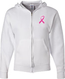 Breast Cancer Full Zip Hoodie Pink Ribbon Pocket Print - Yoga Clothing for You