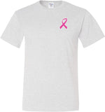 Breast Cancer T-shirt Pink Ribbon Pocket Print Tall Tee - Yoga Clothing for You