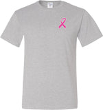 Breast Cancer T-shirt Pink Ribbon Pocket Print Tall Tee - Yoga Clothing for You