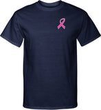 Breast Cancer T-shirt Pink Ribbon Pocket Print Tall Tee - Yoga Clothing for You