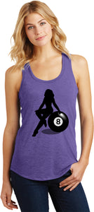 Billiards Pin Up Girl 8 Ball Ladies Racerback Tank Top - Yoga Clothing for You