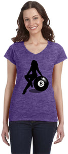 Billiards Pin Up Girl 8 Ball Ladies V-neck Shirt - Yoga Clothing for You