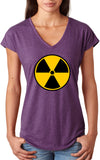 Ladies Radiation T-shirt Radioactive Fallout Symbol Tri V-Neck - Yoga Clothing for You