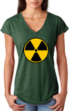 Ladies Radiation T-shirt Radioactive Fallout Symbol Tri V-Neck - Yoga Clothing for You