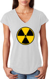 Ladies Radiation T-shirt Radioactive Fallout Symbol Tri V-Neck - Yoga Clothing for You