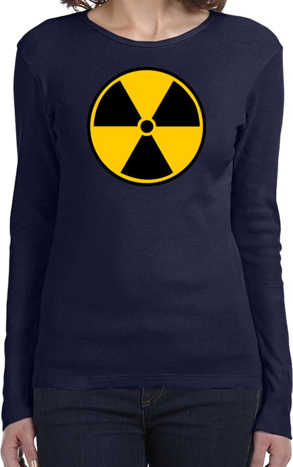 Ladies Radiation T-shirt Radioactive Fallout Symbol Long Sleeve - Yoga Clothing for You