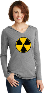 Ladies Radiation T-shirt Radioactive Fallout Symbol Tri Hoodie - Yoga Clothing for You