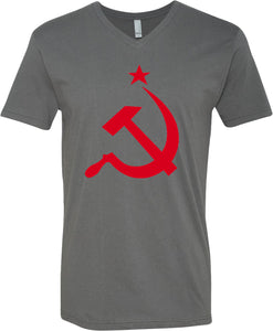 Soviet Union T-shirt Red Hammer and Sickle V-Neck - Yoga Clothing for You