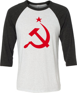 Soviet Union T-shirt Red Hammer and Sickle Raglan - Yoga Clothing for You