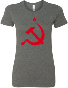 Ladies Soviet Union Red Hammer and Sickle Longer Length Tee - Yoga Clothing for You