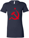 Ladies Soviet Union Red Hammer and Sickle Longer Length Tee - Yoga Clothing for You