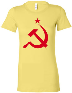 Ladies Soviet Union Red Hammer and Sickle Longer Length Tee - Yoga Clothing for You