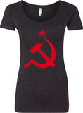 Ladies Soviet Union T-shirt Red Hammer and Sickle Scoop Neck - Yoga Clothing for You