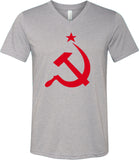 Soviet Union T-shirt Red Hammer and Sickle Tri Blend V-Neck - Yoga Clothing for You