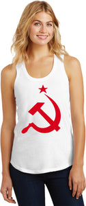 Ladies Soviet Union Tank Top Red Hammer and Sickle Racerback - Yoga Clothing for You