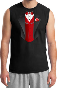 Tuxedo T-shirt Red Vest Muscle Tee - Yoga Clothing for You