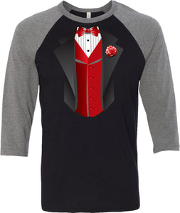 Tuxedo T-shirt Red Vest Raglan - Yoga Clothing for You