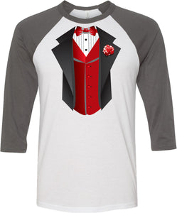 Tuxedo T-shirt Red Vest Raglan - Yoga Clothing for You