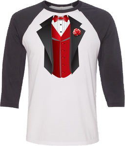 Tuxedo T-shirt Red Vest Raglan - Yoga Clothing for You