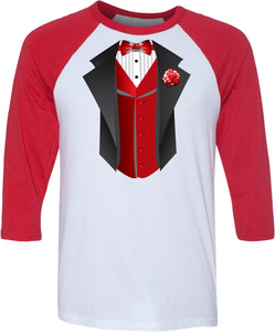 Tuxedo T-shirt Red Vest Raglan - Yoga Clothing for You