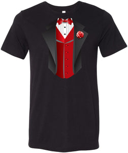 Tuxedo T-shirt Red Vest Tri Blend Tee - Yoga Clothing for You