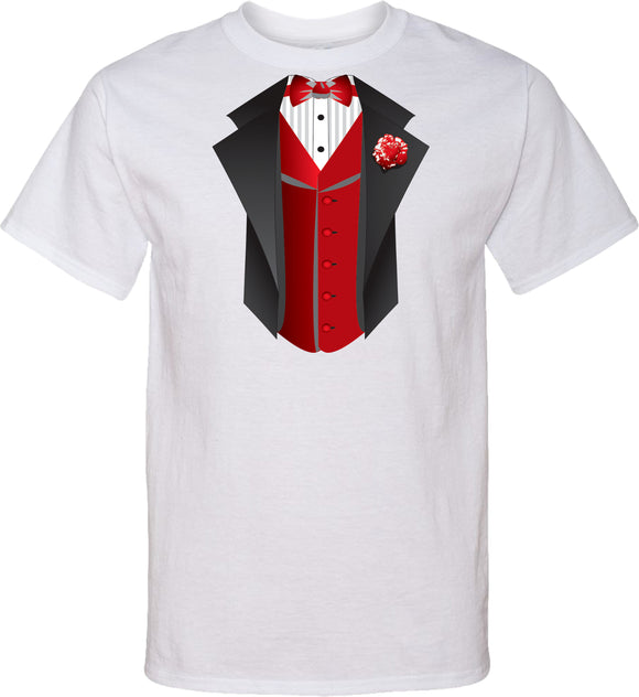 Tuxedo T-shirt Red Vest Tall Tee - Yoga Clothing for You