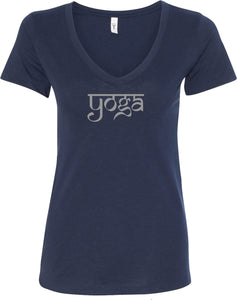 Sanskrit Yoga Text Ideal V-neck Yoga Tee Shirt - Yoga Clothing for You