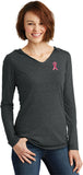 Breast Cancer Sequins Ribbon Pocket Print Ladies Tri Blend Hoody - Yoga Clothing for You