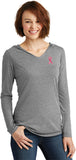 Breast Cancer Sequins Ribbon Pocket Print Ladies Tri Blend Hoody - Yoga Clothing for You