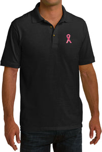 Breast Cancer T-shirt Sequins Ribbon Pocket Print Pique Polo - Yoga Clothing for You