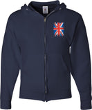 Union Jack Full Zip Hoodie Pocket Print - Yoga Clothing for You