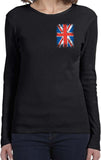 Ladies Union Jack T-shirt Flag Pocket Print Long Sleeve - Yoga Clothing for You