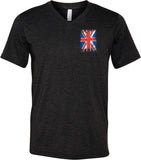 Union Jack T-shirt Flag Pocket Print Tri Blend V-Neck - Yoga Clothing for You