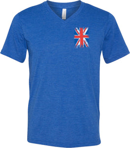 Union Jack T-shirt Flag Pocket Print Tri Blend V-Neck - Yoga Clothing for You