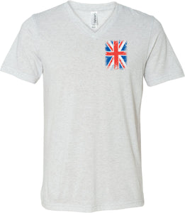 Union Jack T-shirt Flag Pocket Print Tri Blend V-Neck - Yoga Clothing for You