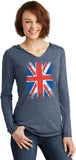 Ladies Union Jack T-shirt Flag Tri Blend Hoodie - Yoga Clothing for You