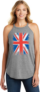 Ladies Union Jack Tank Top Flag Tri Rocker Tanktop - Yoga Clothing for You