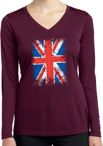 Ladies Union Jack T-shirt Flag Dry Wicking Long Sleeve - Yoga Clothing for You