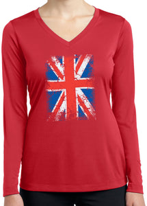 Ladies Union Jack T-shirt Flag Dry Wicking Long Sleeve - Yoga Clothing for You