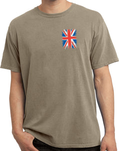 Union Jack T-shirt Flag Pocket Print Pigment Dyed Tee - Yoga Clothing for You